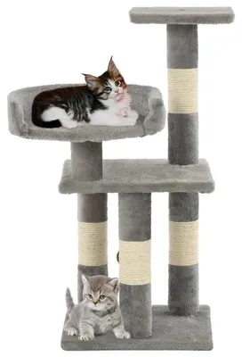 Image de Katzenbaum, trois étages, griffoir en sisal, couleur grise
