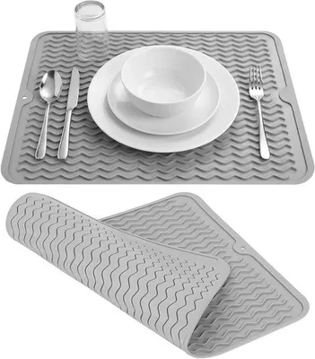 Imagen del producto de Alfombrilla de silicona para cocina, ideal para platos, de 30 x 40 cm. Alfombrilla de silicona, antideslizante, resistente al calor, apta para lavavajillas, color mate.