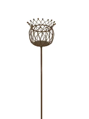 Produktbild von Korb am Stab Pflanzkorb braun rostfarbend Shabby Pflanzschale Gartendeko Ø12,5cm L80,5cm
