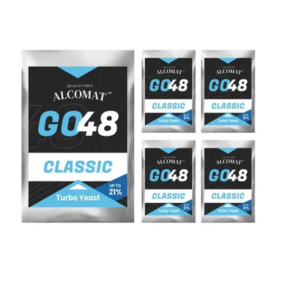 Produktbild von Alcomat GO 48 CLASSIC Turbo Hefe | Vitaminen und Spurenelementen | Alkohol Brennhefe | Gärhefe Hefe | auf 25 Liter, 5 Stück