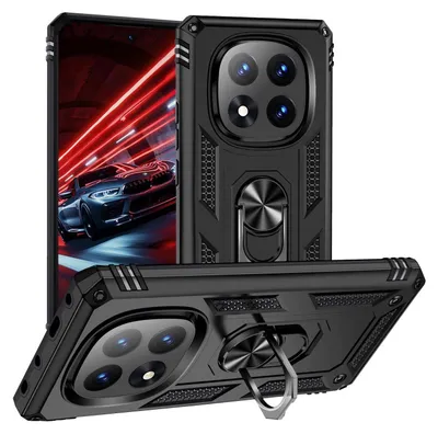 Image de Pour Xiaomi Redmi Note 14 Pro Plus 5G : coque hybride en TPU avec anneau magnétique Armor, noir
