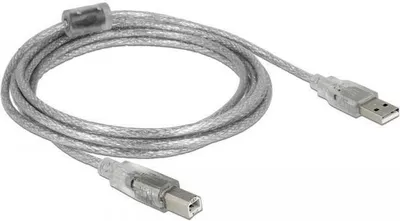 Productafbeelding van Delock 83895 USB Kabel Delock A -> B St/St 3.00m transparent