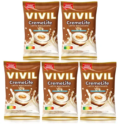Image de Bonbons Vivil Creme Life Latte Macchiato sans sucre 90g paquet de 5