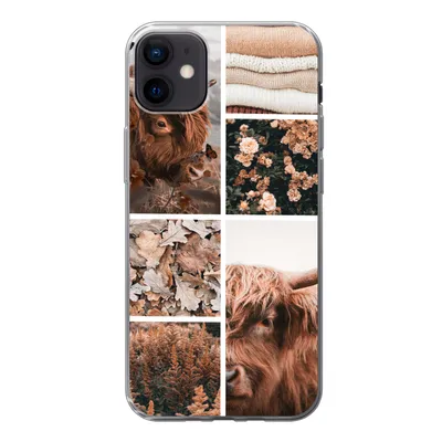 Produktbild von MuchoWow® Handyhülle Schutzhülle Hülle für iPhone 12 mini Schottischer Highlander - Collage - Blumen Silikon Softcase Handy Hülle - Bild