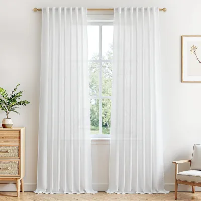 Immagine prodotto di Omgoods - Tende semitrasparenti bianche per il soggiorno - Set di 2, 260 x 140 cm