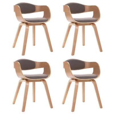 Image de Chaises de salle à manger 4 pcs. Bois courbé et tissu taupe