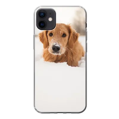 Produktbild von MuchoWow® Handyhülle Schutzhülle Hülle für iPhone 12 mini Hund - Schnee - Winter Silikon Softcase Handy Hülle - Bild