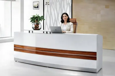 Immagine prodotto di Esclusivo tavolo da reception bianco - Lussuose scrivanie da ufficio - Mobili robusti