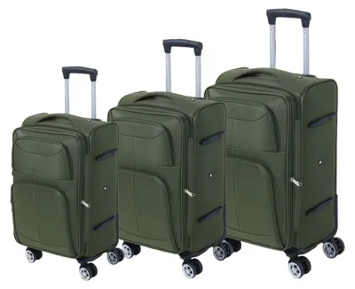 Obrázok produktu pre Reiskoffer – Súprava kufrov – Cestovná súprava – Kufor na kolieskach – Prúčne batožina – 3-dielna, armádna zelená