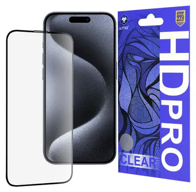 Obrázek produktu pro Ochranné sklo Lito HD Pro Clear pro iPhone 15 Pro – černé