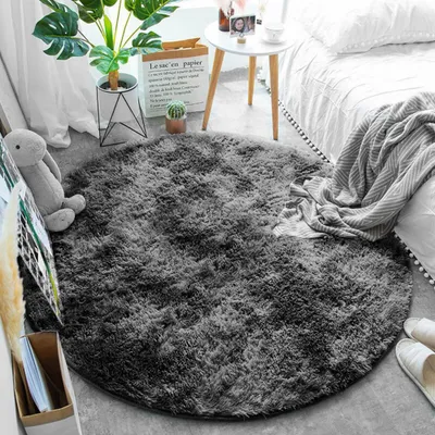 Immagine prodotto di Runder Shaggy-Teppich Ombre Strado, 80 x 80, OmbreGrey (Dunkelgrau)