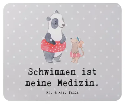 Produktbild von Mr. & Mrs. Panda Mouse Pad Otter Schwimmen - Grau Pastell - Geschenk, mousematte, Wassersport, laptop mousepad, gummi mauspad, Schwimmkurs