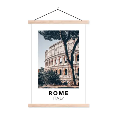Produktbild von MuchoWow® Textilposter Rom - Italien - Kolosseum 120x180 cm mit holzfarbenen Rahmen - Textil-Plakat