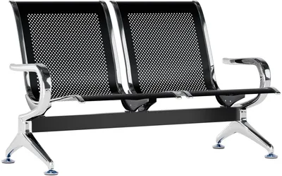 Produktbild von CLP Wartebank Airport stabil aus Metall mit Rückenlehne schwarz Größe 2-Sitzer