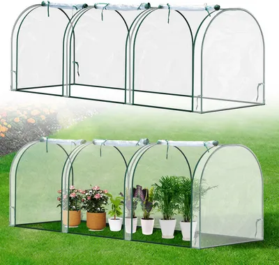 Produktbild von Jopassy Foliengewächshaus, Gewächshaus, Treibhaus mit Tür, Frühbeet, Pflanzenhaus, Pflanzenaufzucht, Folie, Stahl, transparent, 270*90*90cm
