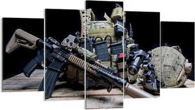 Produktbild von Bild auf Leinwand - Leinwandbild - Militaria Gewehr - 160x85cm - Wand Bild - Wanddeko - Wandbilder - Leinwanddruck - Bilder - Kunstdruck - Wanddekoration - Leinwand bilder - Wandkunst - EA160x85-3889