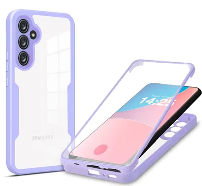 Produktbild von 360 Grad Rundum Schutz Handyhülle für Samsung Galaxy S24+ Full Cover Vollschutz Case Farbe: Violett