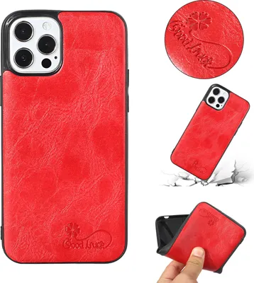 Produktbild von Für Iphone 12 Handyhülle PolyurethanWachsendes Leder Solid Color Protective Fallrot