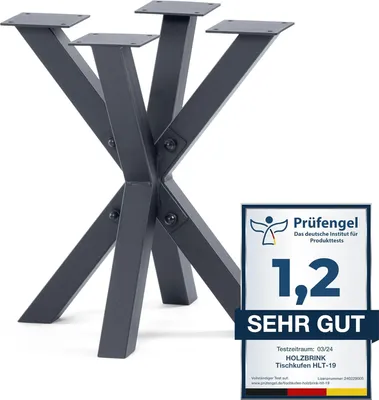 Produktbild von HOLZBRINK Tischbeine aus Metall, Tischgestell für Beistelltisch Computertisch Gartentisch, 40x40x43 cm (LxBxH), Grau, 1 Stück
