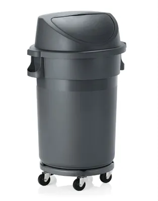 Image de WAS Germany Poubelle 120 l avec roulettes Transporttrolley et couvercle push polypropylène