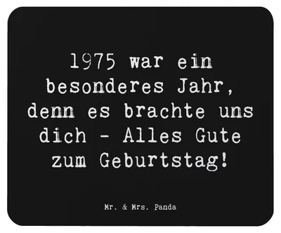 Produktbild von Mr. & Mrs. Panda Mauspad Spruch 1975 Geburtstag - Schwarz - Geschenk, Happy Birthday, Mousepad, laptop, pc mausunterlage, Geburtstagsgeschenk, Glückwunsch, Liebe zum