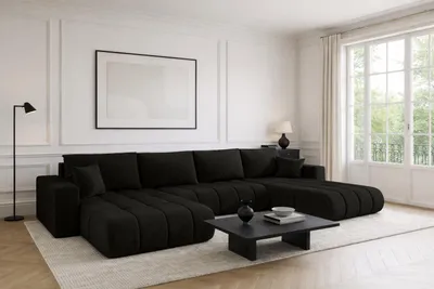 Produktbild von Kaiser Möbel Ecksofa mit schlaffunktion und bettkasten MILO U PREMIUM, stoff MONOLITH, Dunkelgrau