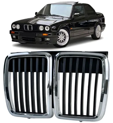 Classic Sport Kühlergrill Grill Schwarz Chrom 51131884350 für BMW 3er E30 82-94 – Produktansicht