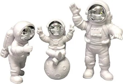 Image de Lot de 3 figurines miniatures d'astronautes en métal