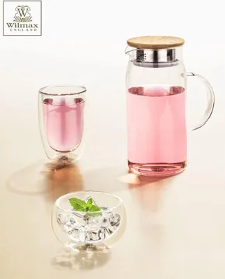 Produktbild von Wilmax Krug 1000 ml mit Bambusdeckel Transparent aus Thermoglas