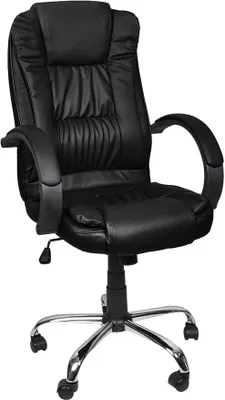 Zdjęcie produktu dla MT MALATEC Wygodne krzesło biurowe, fotel dla kadry zarządzającej, krzesło obrotowe, ergonomiczne krzesło do biurka z obiciem ze sztucznej skóry, kolor: czarny