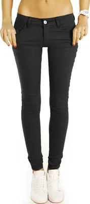 Produktbild von BE STYLED Low Waist Jeans Hosen hüftige Röhrenjeans Skinny Strech fit Hüftjeans in schwarz Damen, 42 / XL