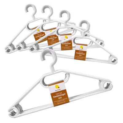 Produktbild von Kunststoff Kleiderbügel mit Hosenstange - weiß / 50er Pack - Bügel für Jacken Hemanden Blusen mit Kawatten und Gürtel Halter