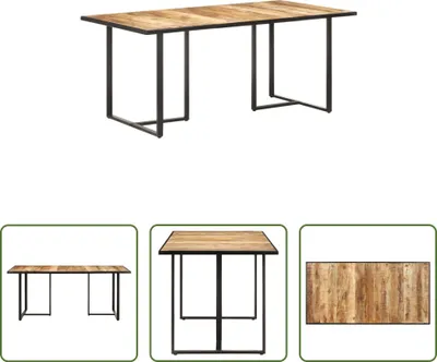 Image de The Living Store Table de salle à manger 180 cm Bois de manguier rugueux
