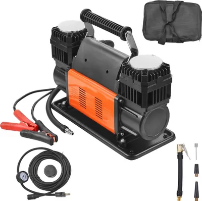 Zdjęcie produktu dla Kompresor powietrza do pompowania opon 10.6CFM - dwucylindrowa pompa powietrza 12V 150PSI - przenośna samochodowa pompa powietrza - stacja pompowania opon do samochodów i motocykli