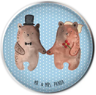Produktbild von Mr. & Mrs. Panda Waschbecken-Stopfen Bär Heirat - Blau Pastell - Geschenk, waschbeckenstöpsel, Waschbeckenstopfen, Teddybär, Abflussstopfen, Waschbecken Stöpsel