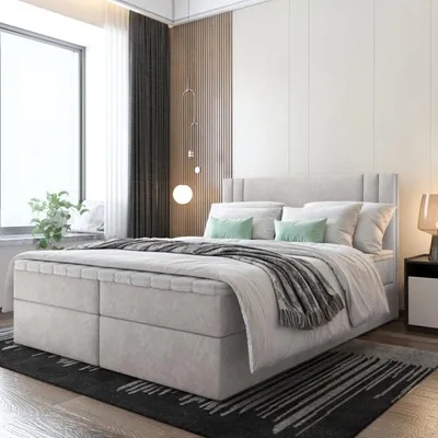 Produktbild von Bett, Boxspringbett RALI mit Bonell-Matratze und VISCO Topper, 2 Bettkästen, Doppelbett, Stauraum 160x200 cm (Beige - Itaka 46)