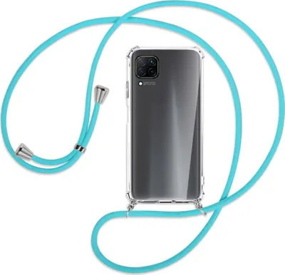 Produktbild von Handykette Backcover-Schutzhülle mit Band (Metall silberfarben) für Huawei P40 lite - türkis