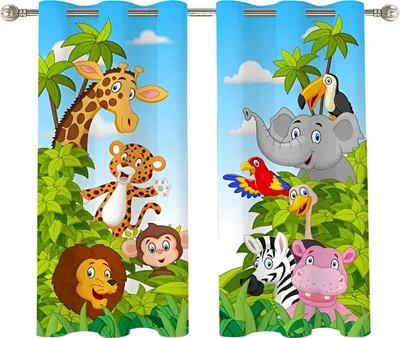 Produktbild von Fertige Kindervorhänge 90x210cm - Safari