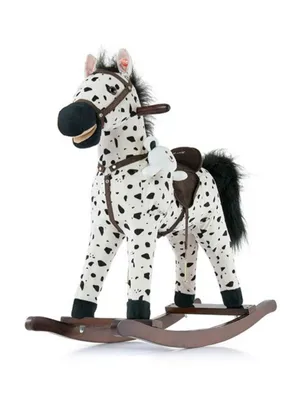 Obrázok produktu pre Milly Mally Mustang biely a čierny bodkovaný hojdací koník s melódiou