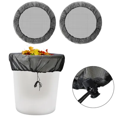 Image de Filet pour tonneau de pluie 10x Couverture pour tonneau de pluie rond - Filet pour tonneau de pluie avec cordon de serrage 95 cm Filet pour tonneau de pluie