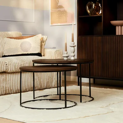 Produktbild von Starfurn – Madison Brown Couchtisch | 70 cm | 2er-Set