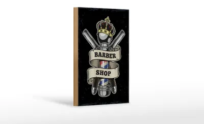 Produktbild von Holzschild Spruch Barbershop Friseur Salon Haare Dekoration 12x18 cm