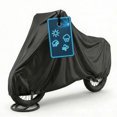 Produktbild von Motorrad Abdeckplane All Weather S, 100% wasserdichte Outdoor Motorrad Plane, Vespa Abdeckplane Ganz-Jahres-Schutz, Abdeckplane Motorrad, Motorrad Zubehör Plane schwarz 185x90x110 cm