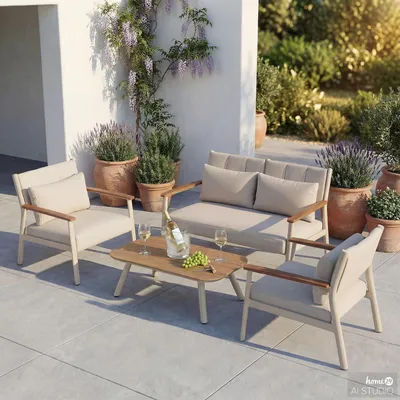 Produktbild von home24 Loungeset - 4-teilig - Aluminium / Polyester - Beige