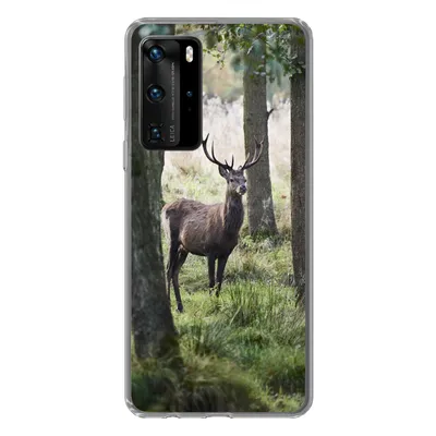 Produktbild von MuchoWow® Handyhülle Schutzhülle Hülle für Huawei P40 Pro Hirsche - Bäume - Gras Silikon Softcase Handy Hülle - Schutz