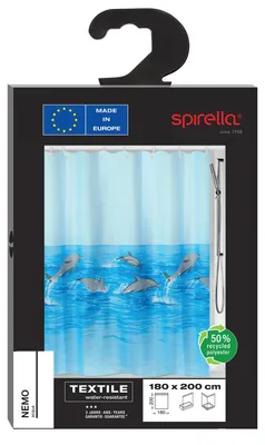 Productafbeelding van Spirella douchegordijn, textiel, "Nemo acqua", verkrijgbaar in verschillende maten. Maat: 180 x 200 cm
