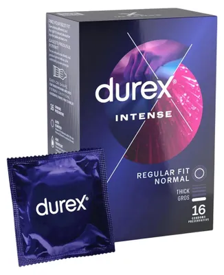 Zdjęcie produktu dla Durex Intense - prezerwatywa - z fakturą prążkowaną i kropkowaną - 16 sztuk