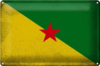 Produktbild von Blechschild Flagge Französisch-Guayana 30x20cm Flag Vintage