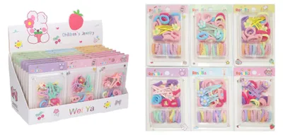 Produktbild von Wiky Haaraccessoires-Set Kinder Haargummis und Haarspangen bunt