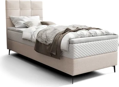 Produktbild von Roe Furniture | Polsterbett - INAO - 90x200 cm - Hellbeige - mit Bonell-Matratze - Linke - Boxspringbett - Bett mit Bettkasten - Tagesbett